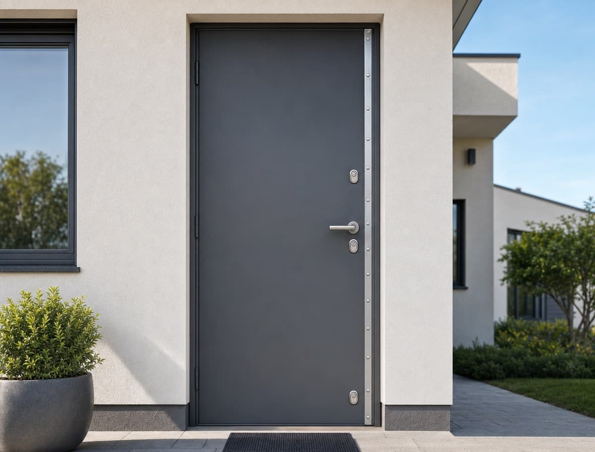 Porte blindée renforcée avec cornière anti-pince et serrure multipoints, par La Clé Normande à Caen